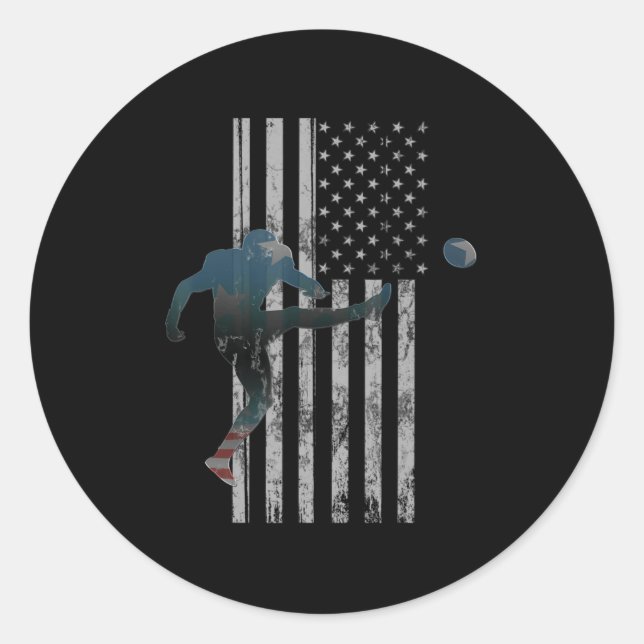Pegatina Redonda Fútbol Bandera Americana Equipo de Estados Unidos  (Anverso)