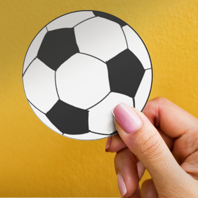 Pegatina Redonda Fútbol blanco y negro lindo (Cute Black and White Soccer Football Classic Round Sticker)