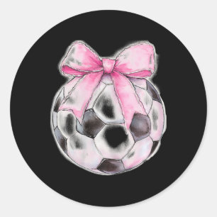 Pegatina Redonda Fútbol Byll Rosa Coqueta Lazo Cinta Delicada Niñas