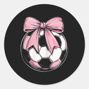 Pegatina Redonda Fútbol Byll Rosa Coqueta Lazo Delicado Cinta Niñas