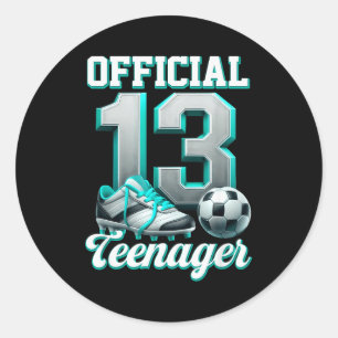 Pegatina Redonda Futbol chico de cumpleaños 13 años trece adolescen