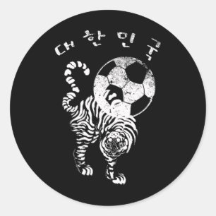 Pegatina Redonda Fútbol Coreano Para el Equipo Mundial Rojo