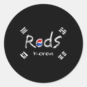 Pegatina Redonda Fútbol Coreano Rojo Con Bandera Coreana