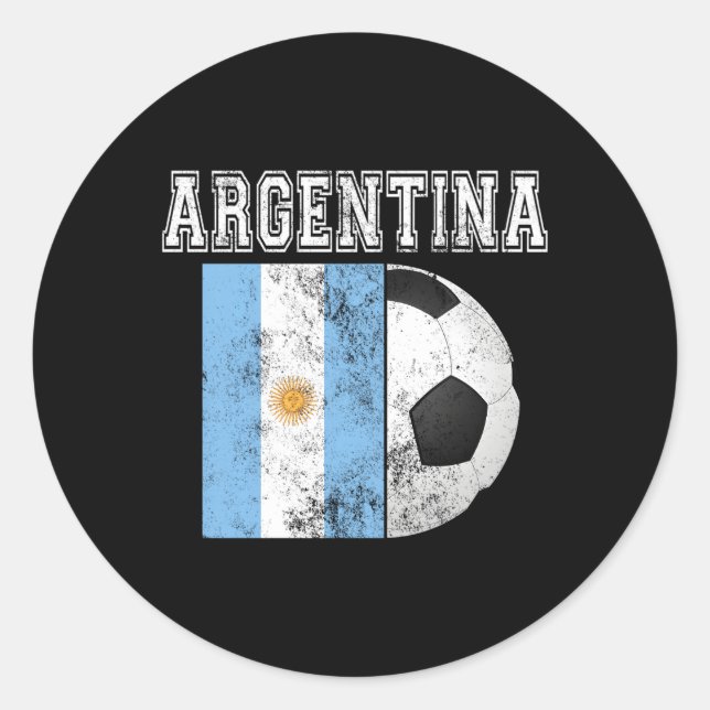Pegatina Redonda Futbol de Bandera de Argentina (Anverso)