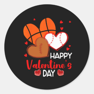 Pegatina Redonda Fútbol de Béisbol Feliz Día de San Valentín