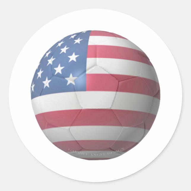 Pegatina Redonda Fútbol de Estados Unidos (Anverso)
