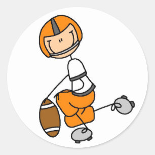 Pegatina Redonda Fútbol de Figuras de Palitos Naranja