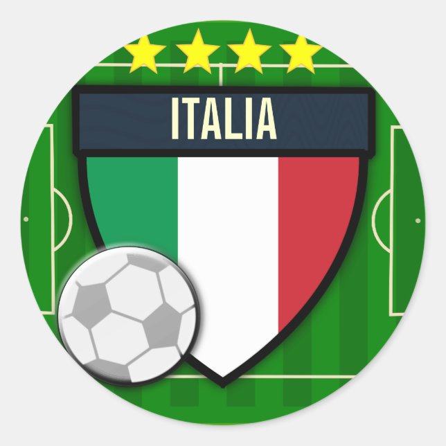 Pegatina Redonda Fútbol de Italia Italia (Anverso)
