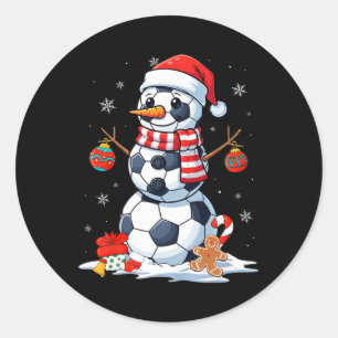 Pegatina Redonda Fútbol de Navidad Bylls Muñeco de Nieve Divertido