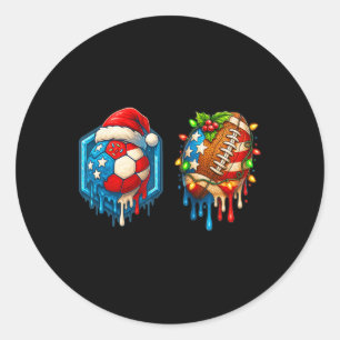 Pegatina Redonda Fútbol de Navidad Fútbol Americano Goteo Nosotros 