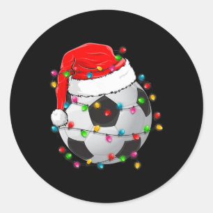 Pegatina Redonda Fútbol de Navidad Ll Gorro de Santa Divertido Depo