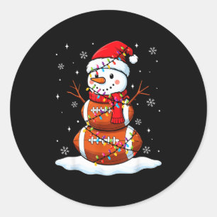 Pegatina Redonda Fútbol de Navidad Muñeco de Nieve Niños Fútbol Nav