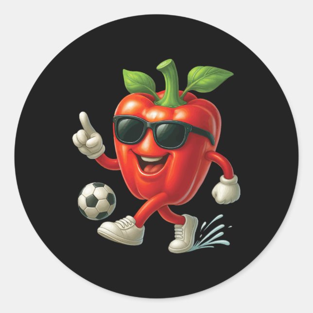 Pegatina Redonda Fútbol de Pimiento Morrón  (Anverso)