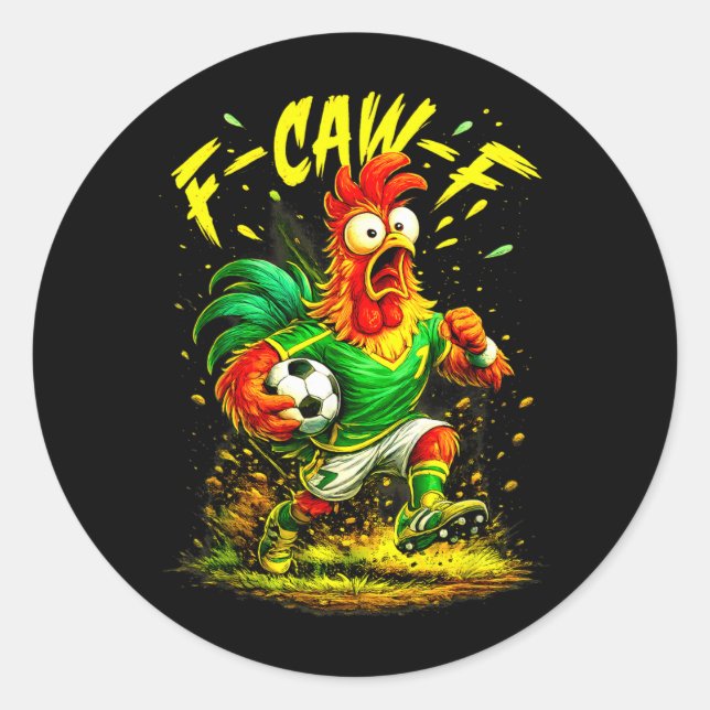 Pegatina Redonda Fútbol de Pollo (Anverso)