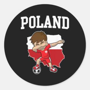 Pegatina Redonda Fútbol de Polonia haciendo dabbing Footbyll Polska