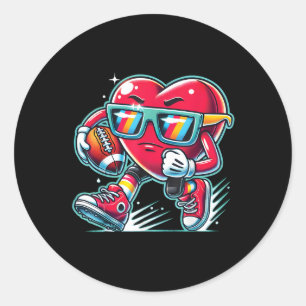 Pegatina Redonda Fútbol de receptor de respaldo de corazón día de S