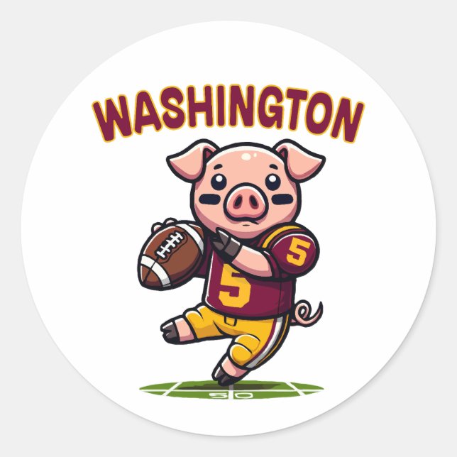 Pegatina Redonda Fútbol de Washington Hog (Anverso)