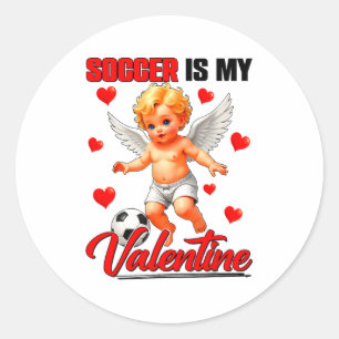 Pegatina Redonda Fútbol Divertido Es Mi Copa De Cupido San Valentín