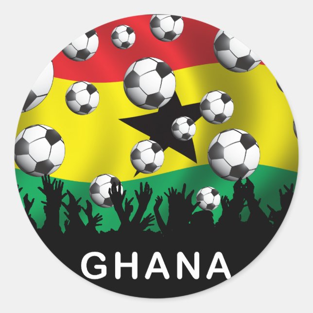 Pegatina Redonda Fútbol en Ghana (Anverso)