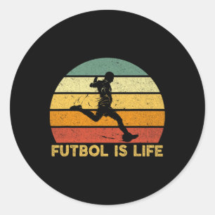 Pegatina Redonda Fútbol Es Vida Disfraz de Jugador de Fútbol Retro 