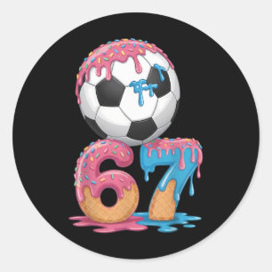 Pegatina Redonda Fútbol Goteo Número 67 Jugador de Fútbol 67