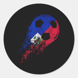 Pegatina Redonda Fútbol Haití Bandera Haitiana Orgullo Jugador de F