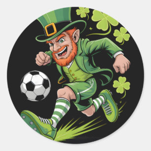 Pegatina Redonda Fútbol Irlandés Duende Divertido St Patricks Day F