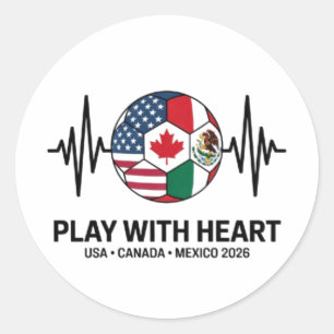 Pegatina Redonda Fútbol Latido USA Canadá México 2026