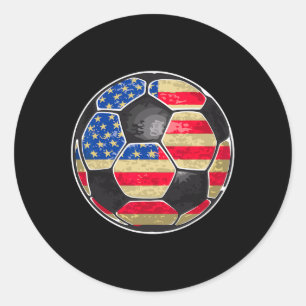 Pegatina Redonda Fútbol Patriótico Ll Bandera De Usa