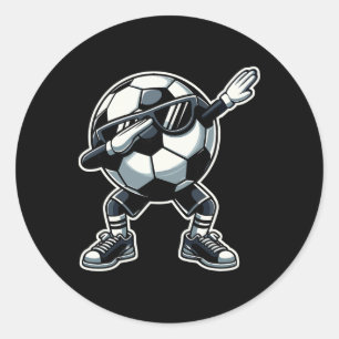 Pegatina Redonda Fútbol Por Dabbing Jugador Divertido Fútbol _1