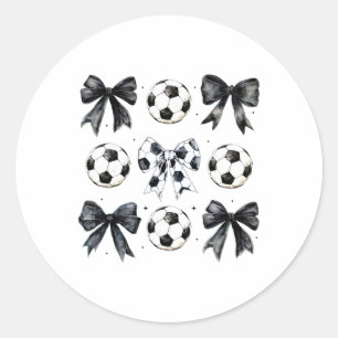 Pegatina Redonda Fútbol Retro Arco Día del Juego Mamá Fútbol Día de