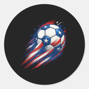 Pegatina Redonda Fútbol Rojo Blanco Y Azul Ll Patriótico Cuatro De
