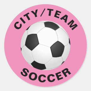 Pegatina Redonda Fútbol rosa personalizado