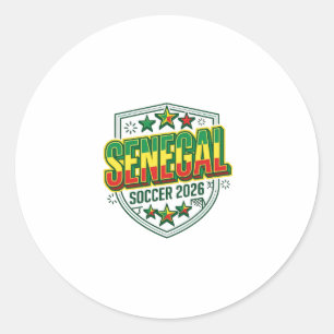 Pegatina Redonda Fútbol Senegal 2026 Fútbol Negrita País Tipografía