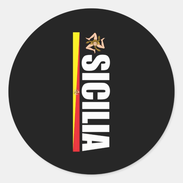Pegatina Redonda Fútbol Sicilia Orgulloso Bandera Trinacria Sicilia (Anverso)