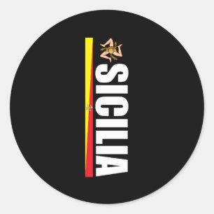 Pegatina Redonda Fútbol Sicilia Orgulloso Bandera Trinacria Sicilia