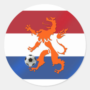 Pegatina Redonda Fútbol total León Oranje Holandés