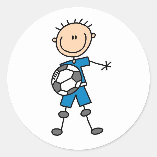 Pegatina Redonda Fútbol Uniforme Azul de Boy (Anverso)
