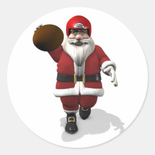 Pegatina Redonda Futbolista americano de Santa Claus