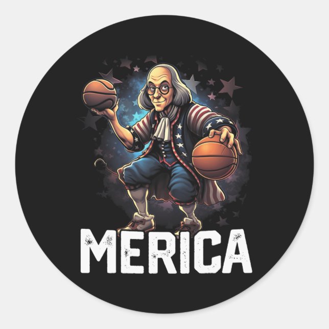 Pegatina Redonda Futbolista del Franklin Play Basketball (Anverso)