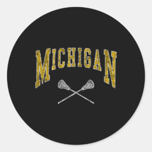 Pegatina Redonda Futbolistas Del Michigan Lacrosse Vintage Lax