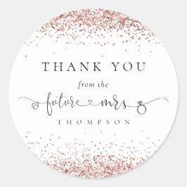 Pegatina Redonda Futura Sra Rosa Gold Purpurina Bridal Shower