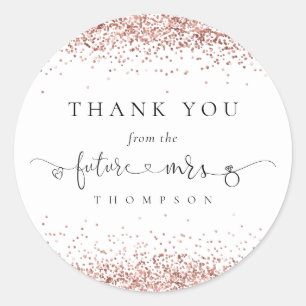 Pegatina Redonda Futura Sra Rosa Gold Purpurina Bridal Shower