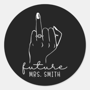 Pegatina Redonda Futura Sra. Smith Nueva Novia Para Ser Prometida L