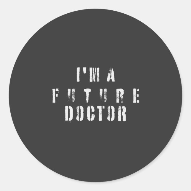 Pegatina Redonda Future Doctor Grunge Typography Design (Anverso)