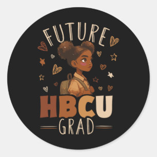 Pegatina Redonda Futuro Camisa Grad Hbcu - Graduación afronegra de 