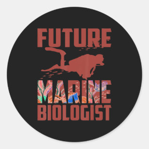Pegatina Redonda Futuro curioso biólogo marino regalo a los niños G