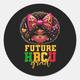 Pegatina Redonda Futuro Grado Hbcu Chica Negro Niños Graduados Hbcu