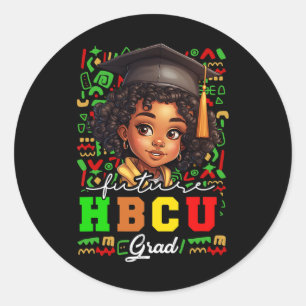 Pegatina Redonda Futuro Grado Hbcu Chica Negro Niños Graduados Hbcu