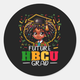 Pegatina Redonda Futuro Grado Hbcu Chica Negro Niños Graduados Hbcu